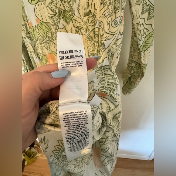 JW Anderson Asymmetric Shirt Dress Pale Blue Green Floral Size US 10 EUC - Picture 9 of 12